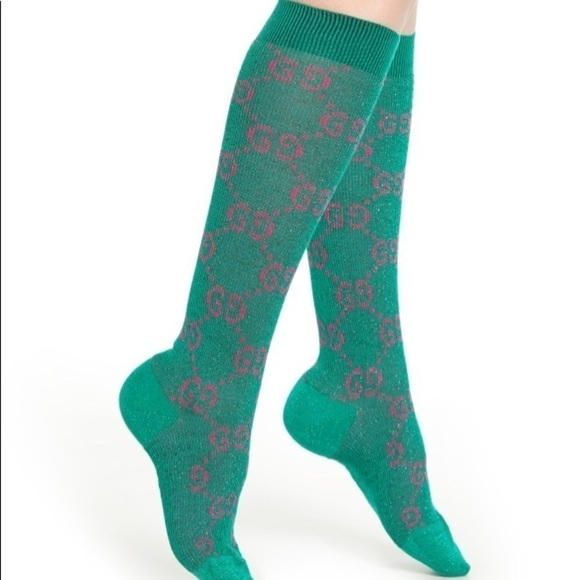 Gucci Super Runway Limited Edition Lamé GG Logo Socks - Picture 4 of 9